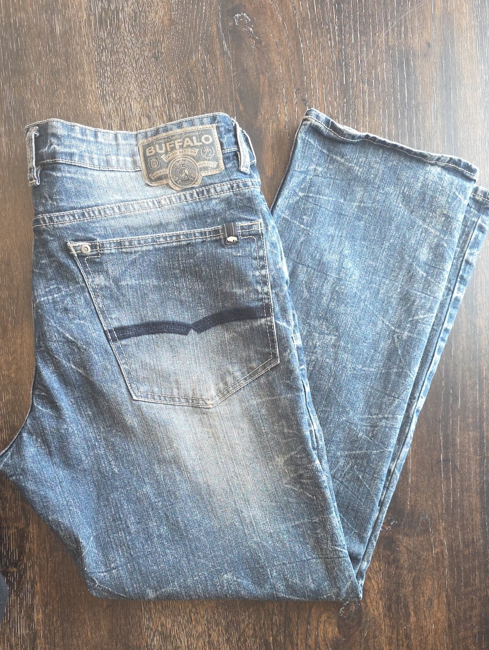 Buffalo David Bitton Men's Faded Blue Straight Jeans